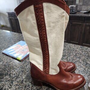Frye boots leather with canvas upper